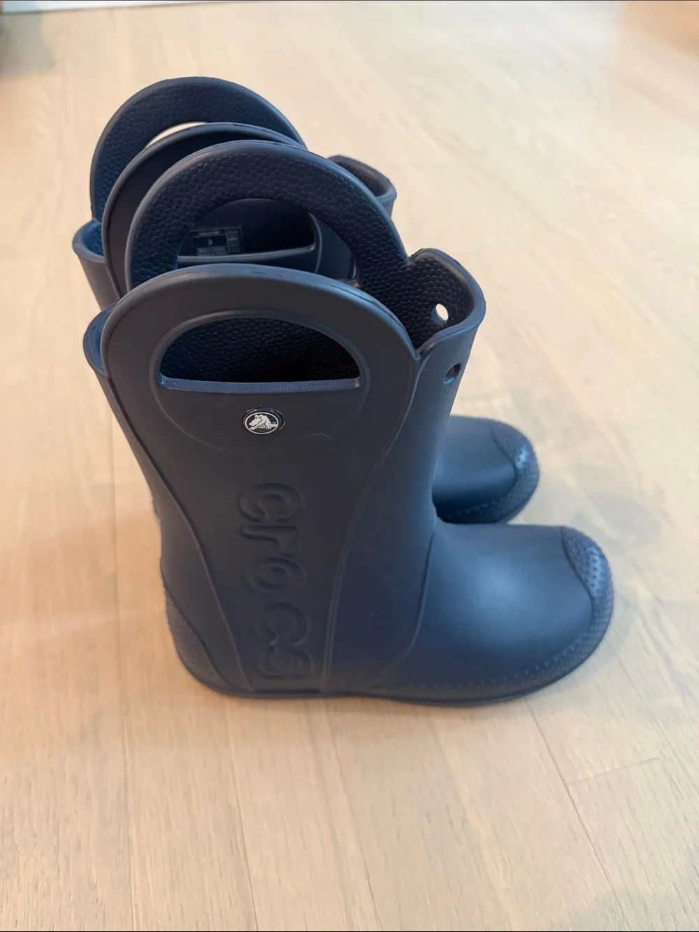 CROCS Kids Navy Pull-On Rain Boots with Handles